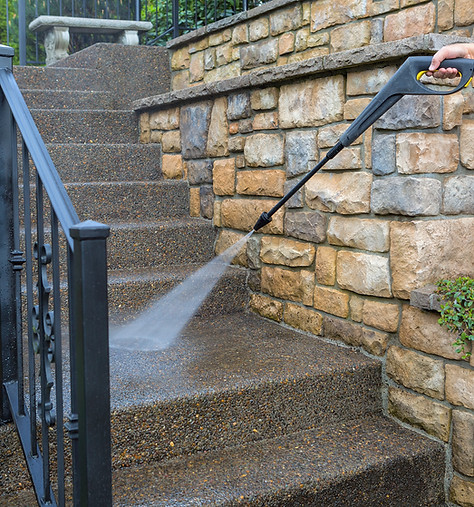 Pressure Washer on Stairs