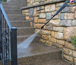 Pressure Washer on Stairs
