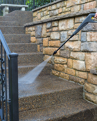 Pressure Washer on Stairs