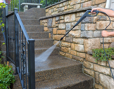 Pressure Washer on Stairs