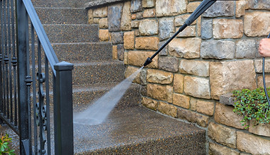 Pressure Washer on Stairs