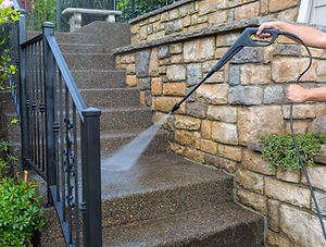 Pressure Washer on Stairs