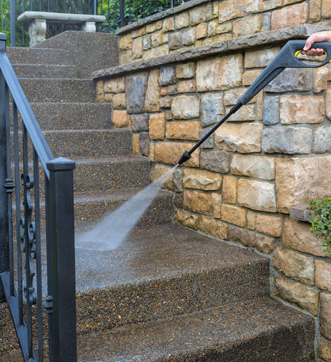 Pressure Washer on Stairs