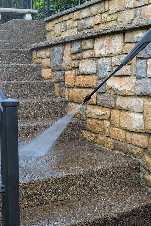 Pressure Washer on Stairs
