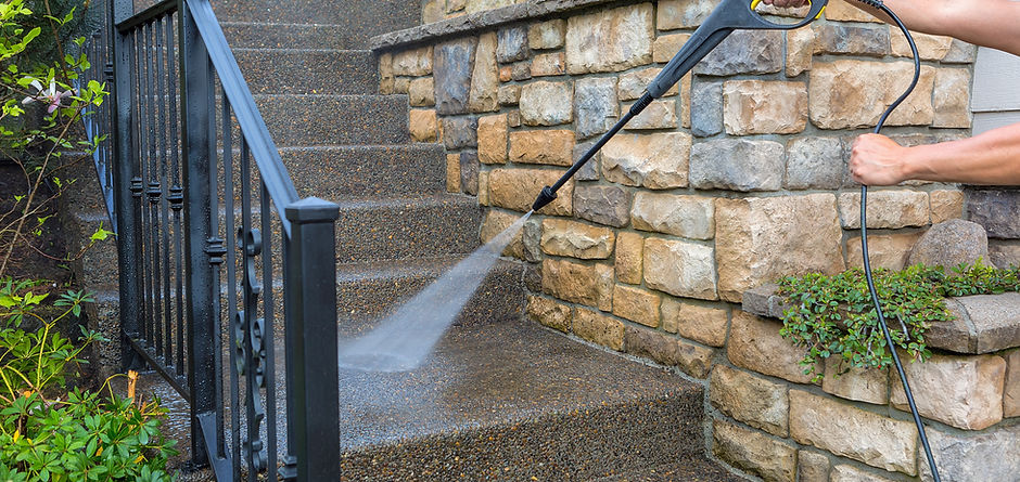 Pressure Washer on Stairs
