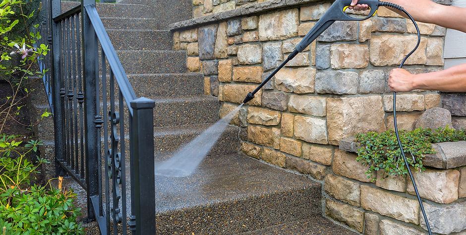 Pressure Washer on Stairs