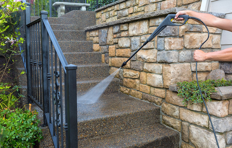 Pressure Washer on Stairs