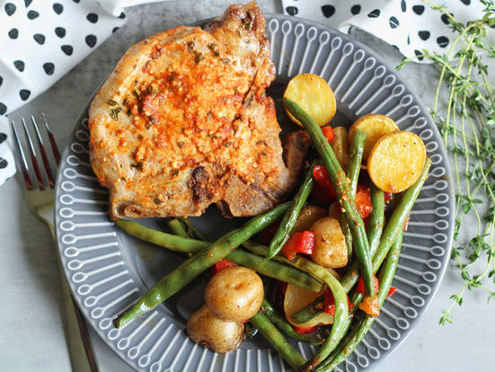 Roasted Pork Chops Sheet Pan Dinner