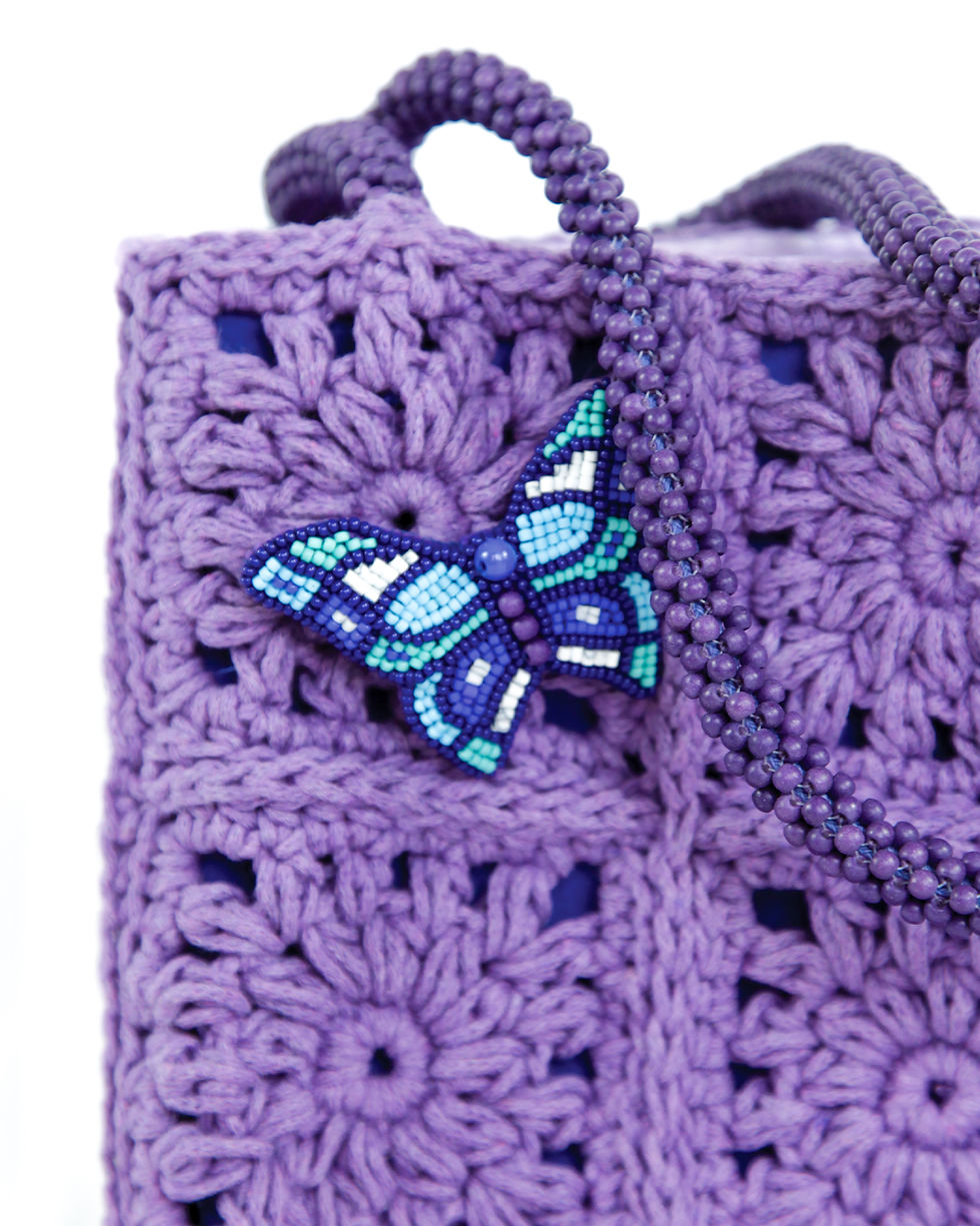 Thumbnail: Floral Crochet Bag | Purple