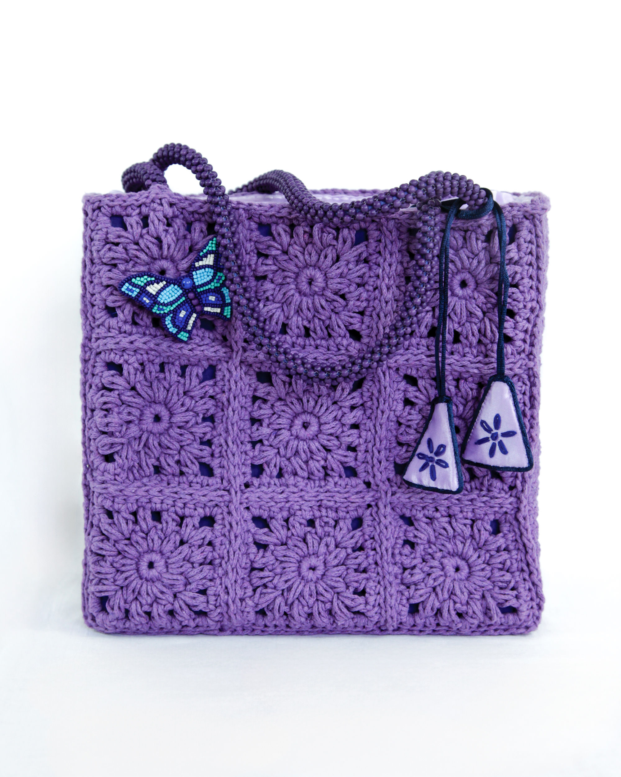 Floral Crochet Bag | Purple