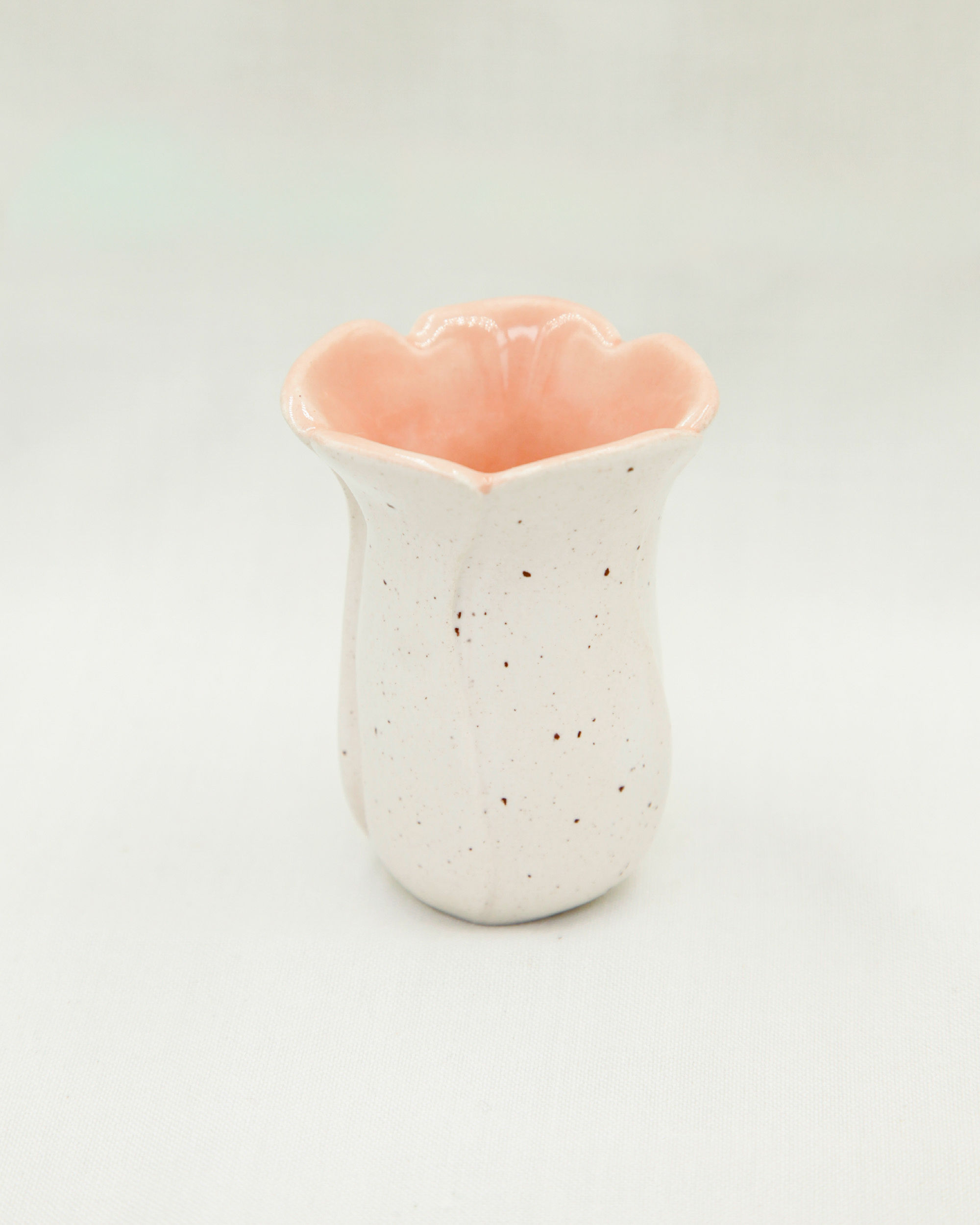 Ceramic Rose Cup | White & Coral