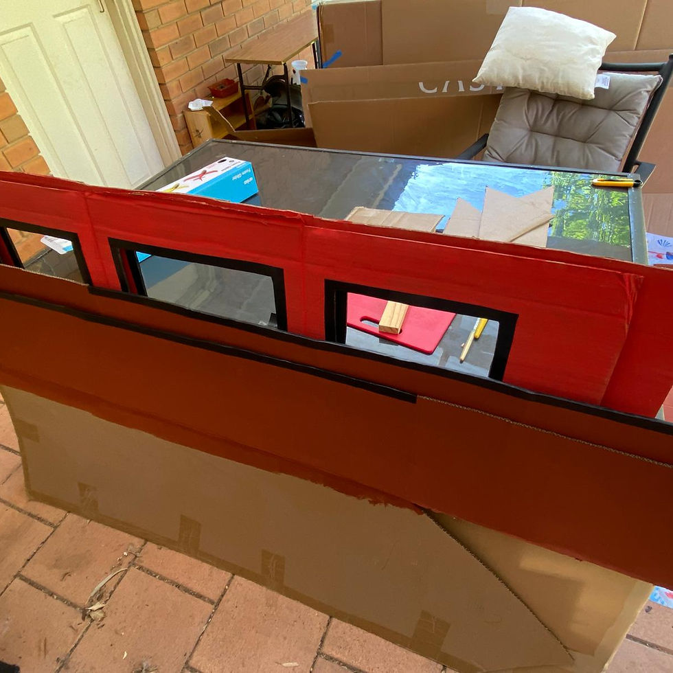 Keep building, even when your family cannot figure out what you are making... a train? giant pencil? a coffin?
