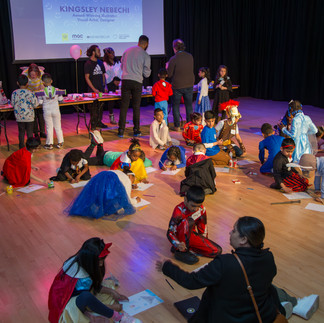 children dressed for the world book day in workshop