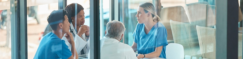 Doctors, healthcare team and meeting for a discussion, planning or training at table Diver