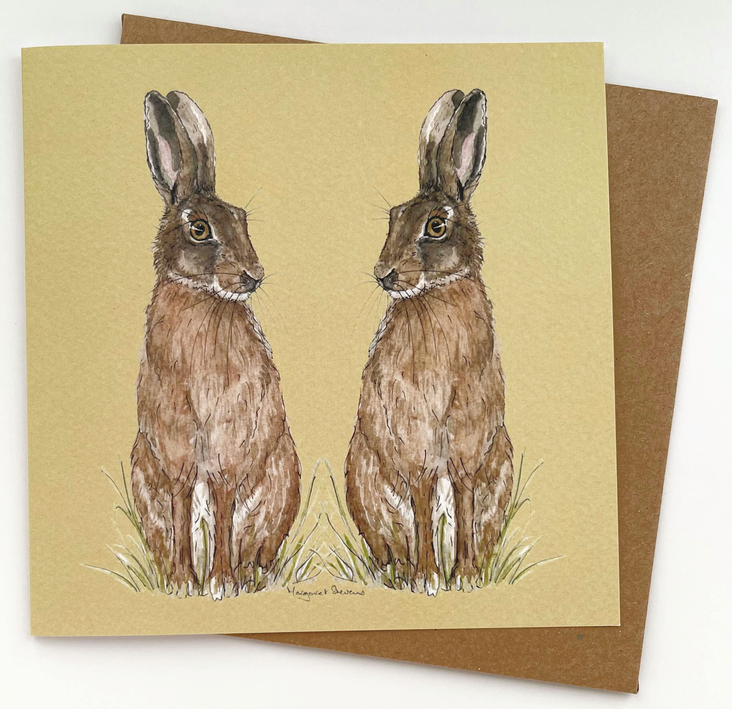 Two Hares Better Than One Greetings Card