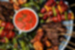 Colourful dishes for sharing.