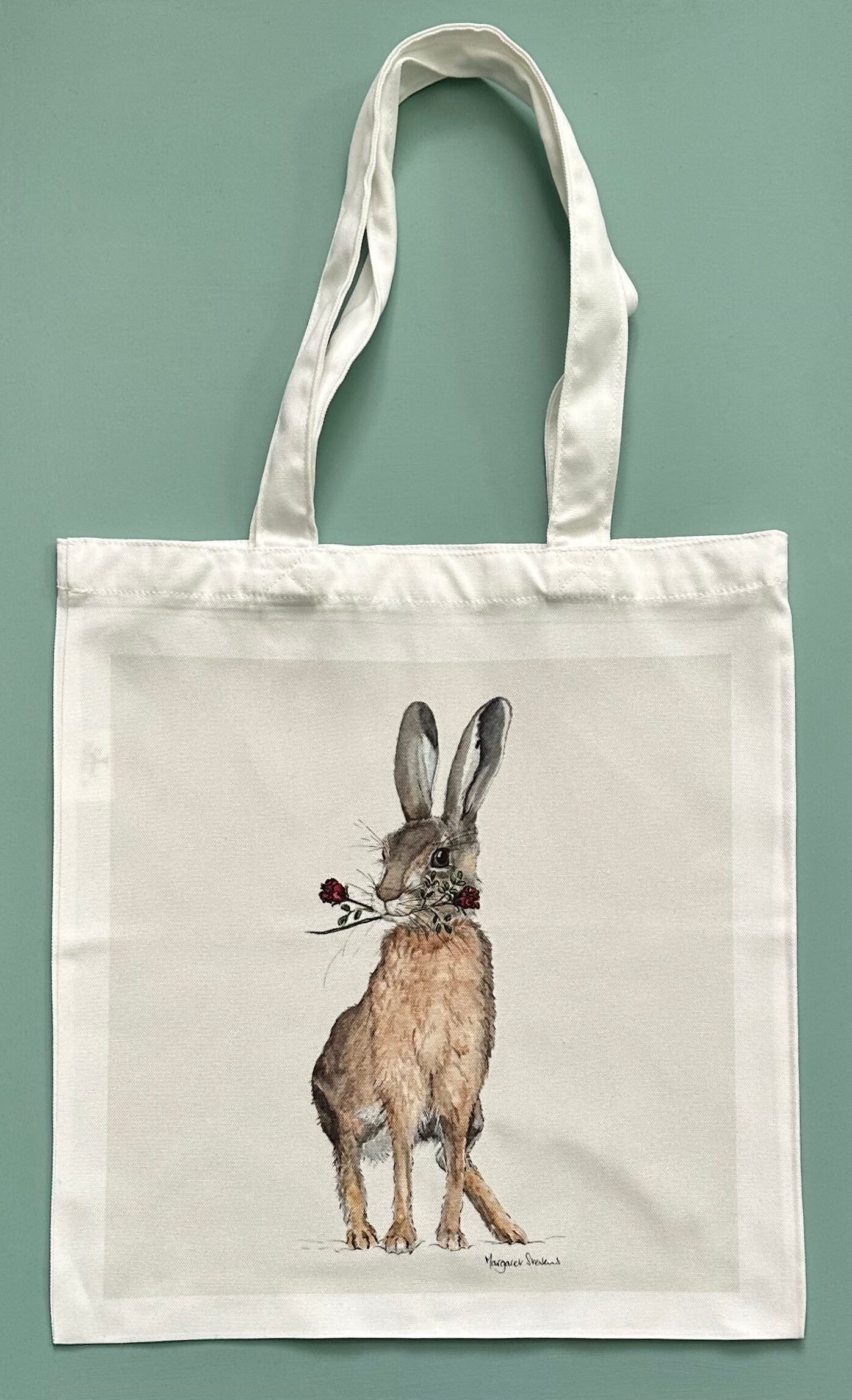 Hare with Roses Tote Bag