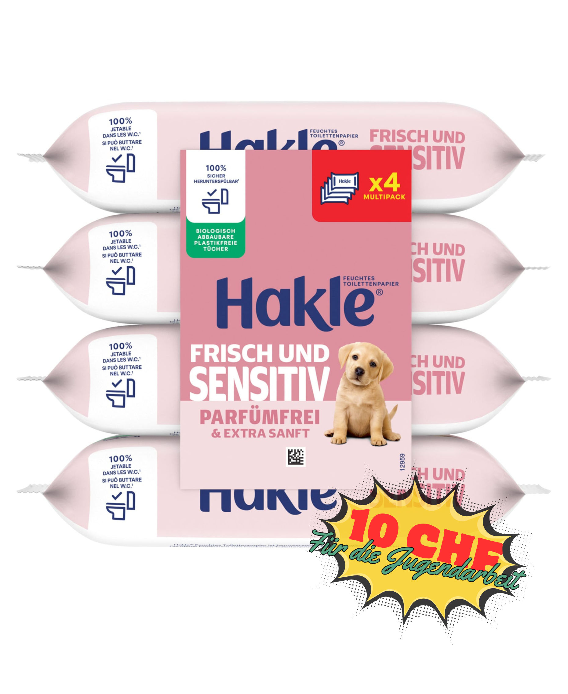 Hakle Frisch und Sensitiv Feuchttücher, 4er-Pack, 10 CHF günstiger