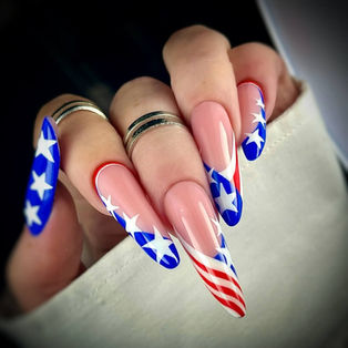 long almond extensions with american flag design