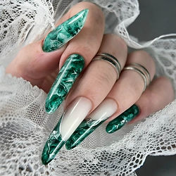 green marble Nails Demo from Acrygel Extension Nail Technician Course