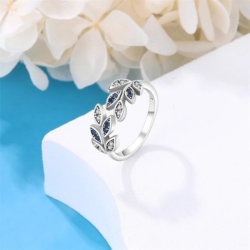Thumbnail: Sapphire Leaf Ring – 925 Silver