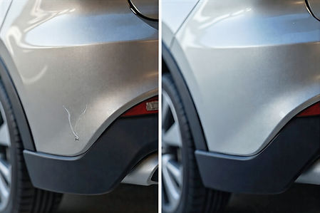 Lackkratzer Reparatur (Spot Repair) – Vorher-Nachher Ergebnis am Fahrzeug.