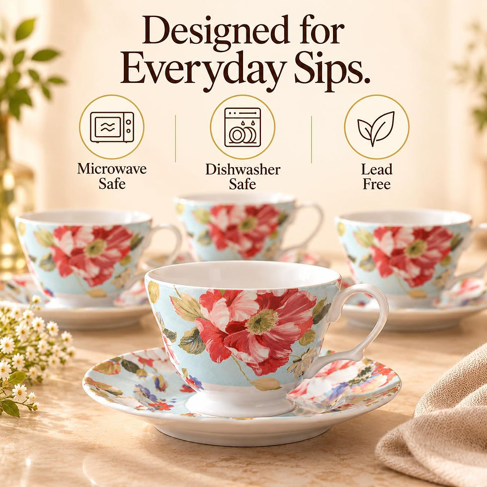 Thumbnail: Devnow Oriana Teal Porcelain Cup and Saucer Set of 12 PCs