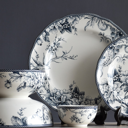 Porcelain Dinnerware Set 222 Fifth Dinnerware Adelaide Blue