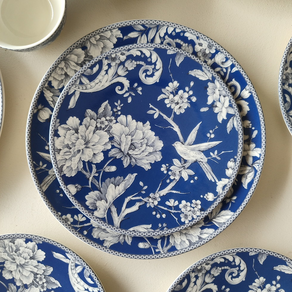 Thumbnail: Devnow Porcelain Adelaide Dark Blue 21-Piece Dinner Set