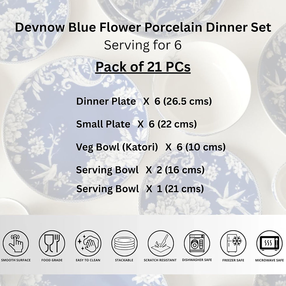 Thumbnail: Devnow Porcelain Adelaide Dark Blue 21-Piece Dinner Set