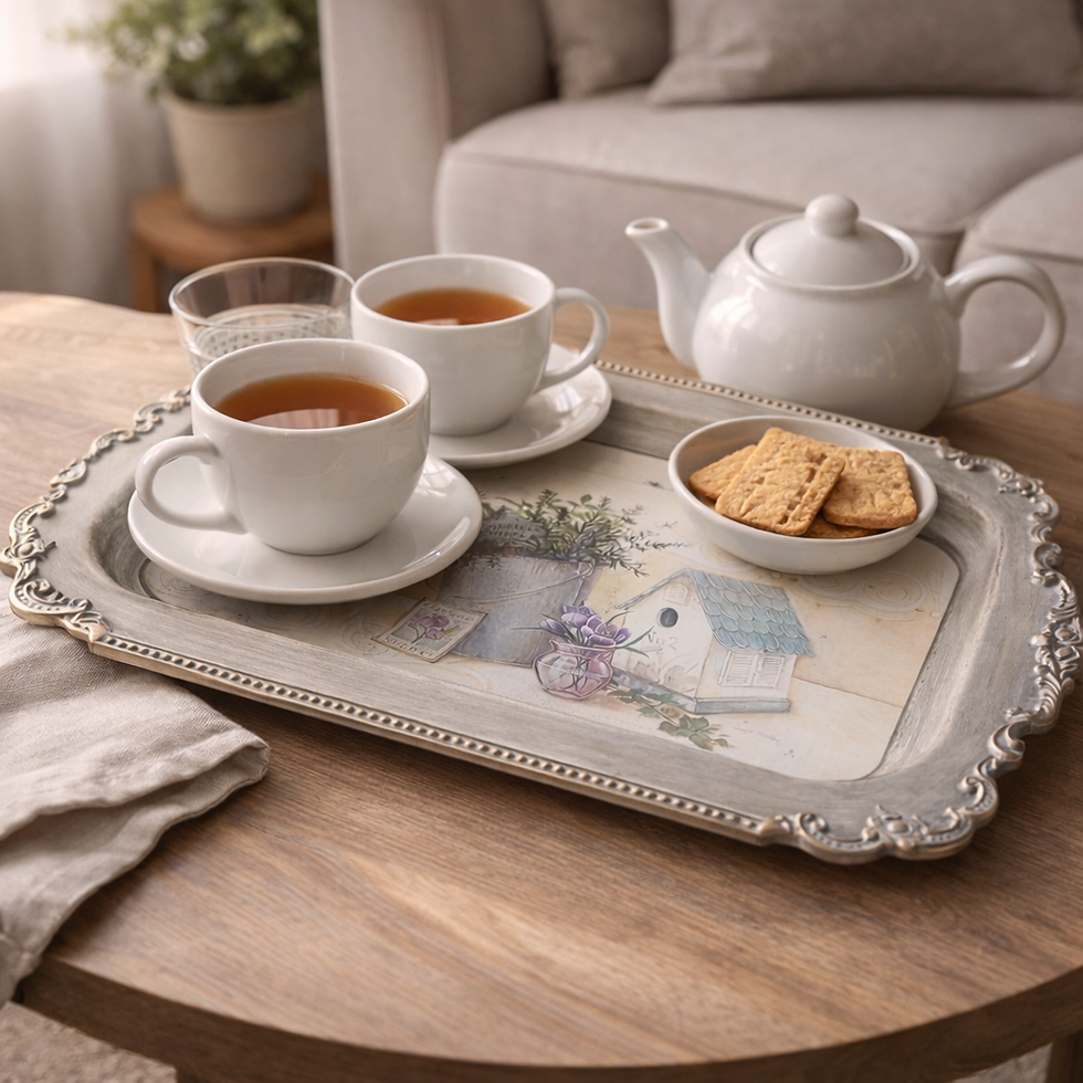 Thumbnail: Melamine Serving Tray – Distressed Frame with Floral Vintage Design