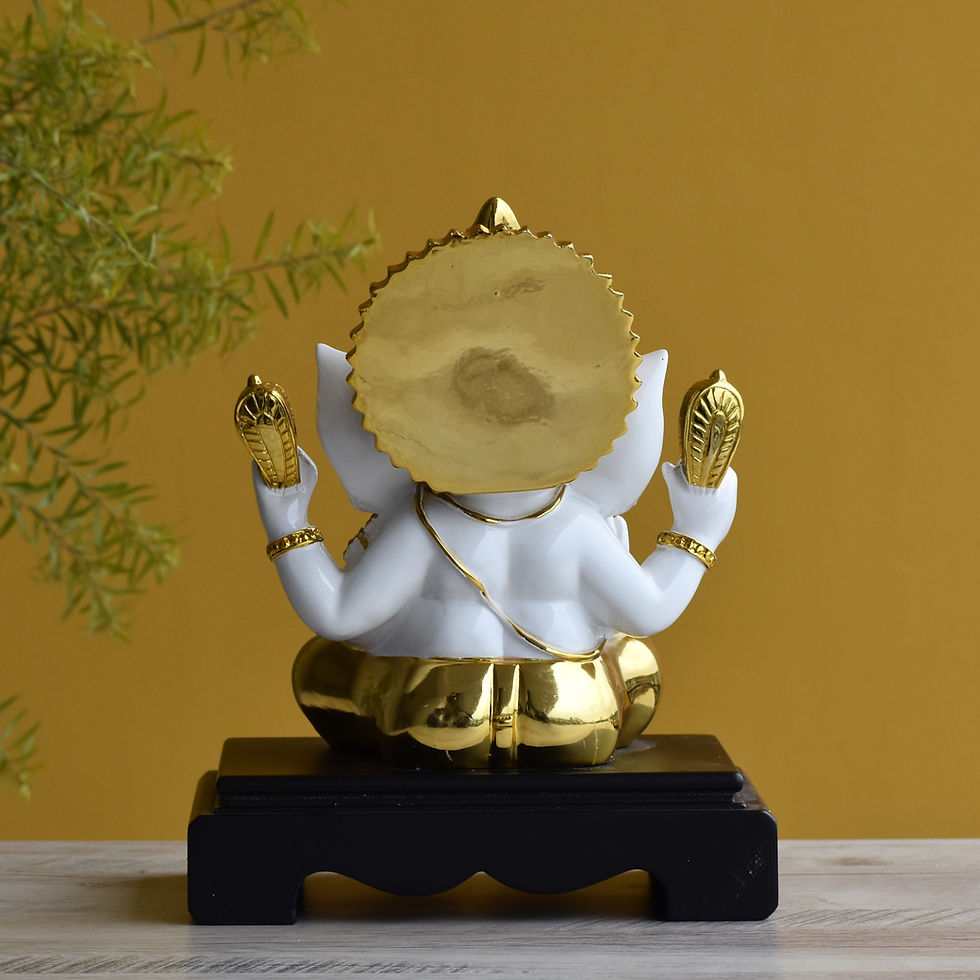 Thumbnail: Elegant Glossy White and Gold Lord Ganesha Statue