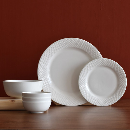 Clay Craft 21 pcs Ripple Fine Bonechina Dinner Set Spaces Inside