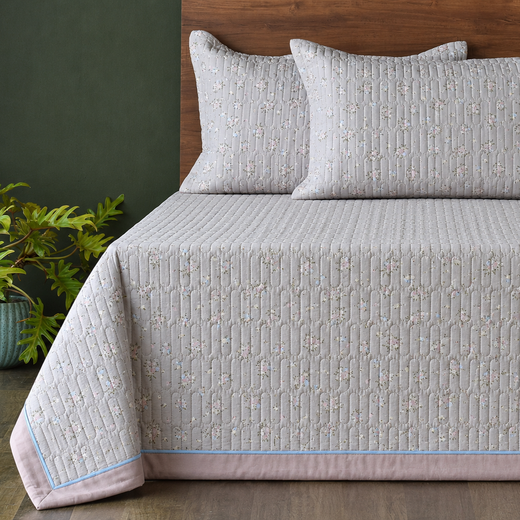 Metropolis Reversible Quilted Cotton Bedcover – King Size 225x275 cm