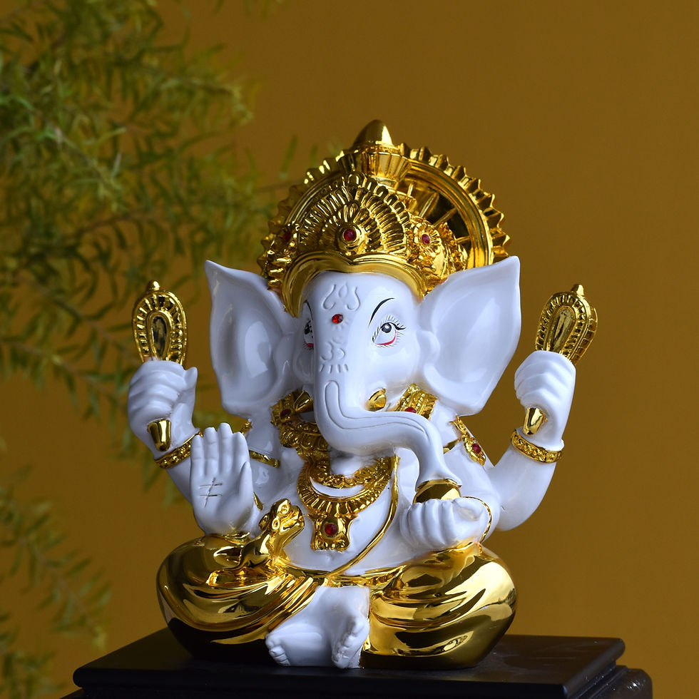 Thumbnail: Elegant Glossy White and Gold Lord Ganesha Statue