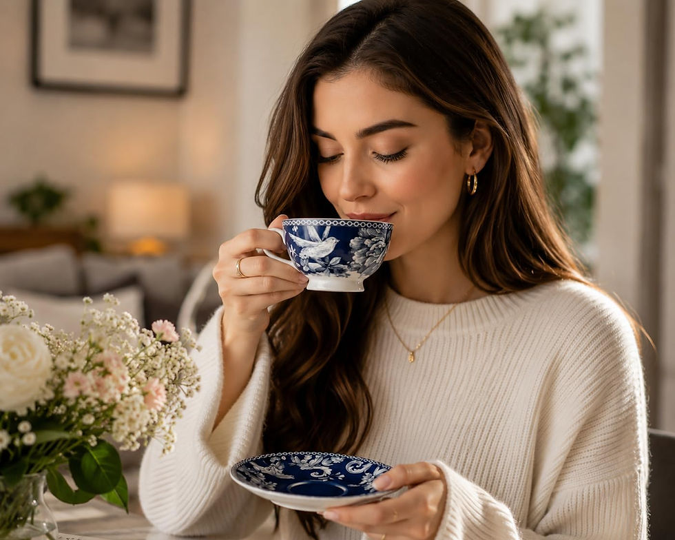 Thumbnail: Devnow Adelaide Dark Blue Tea Cup Saucer Set of 12 (6 Cups + 6 Saucers)