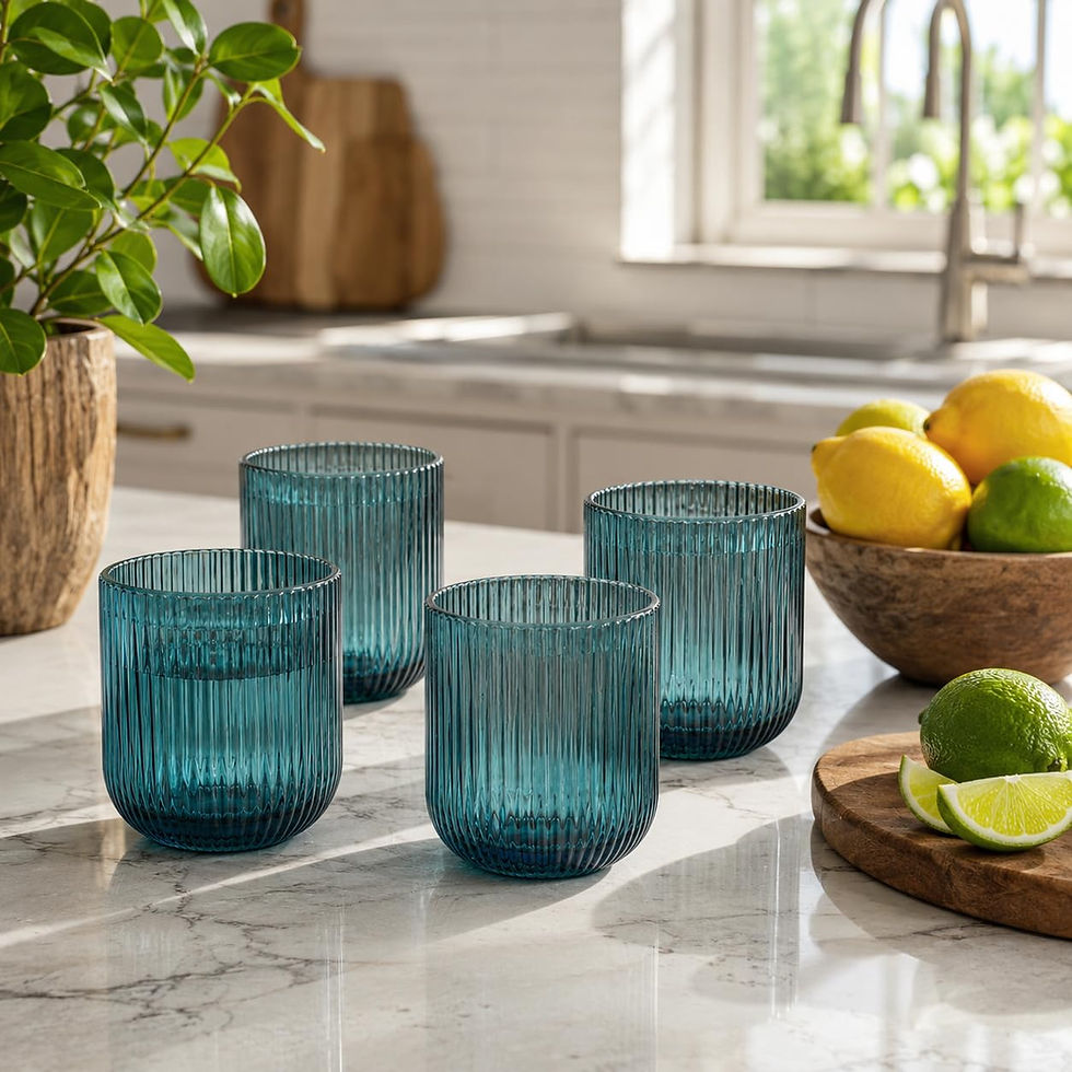 Thumbnail: Set of 6 Devnow Ribbed Solid Color Water Tumblers
