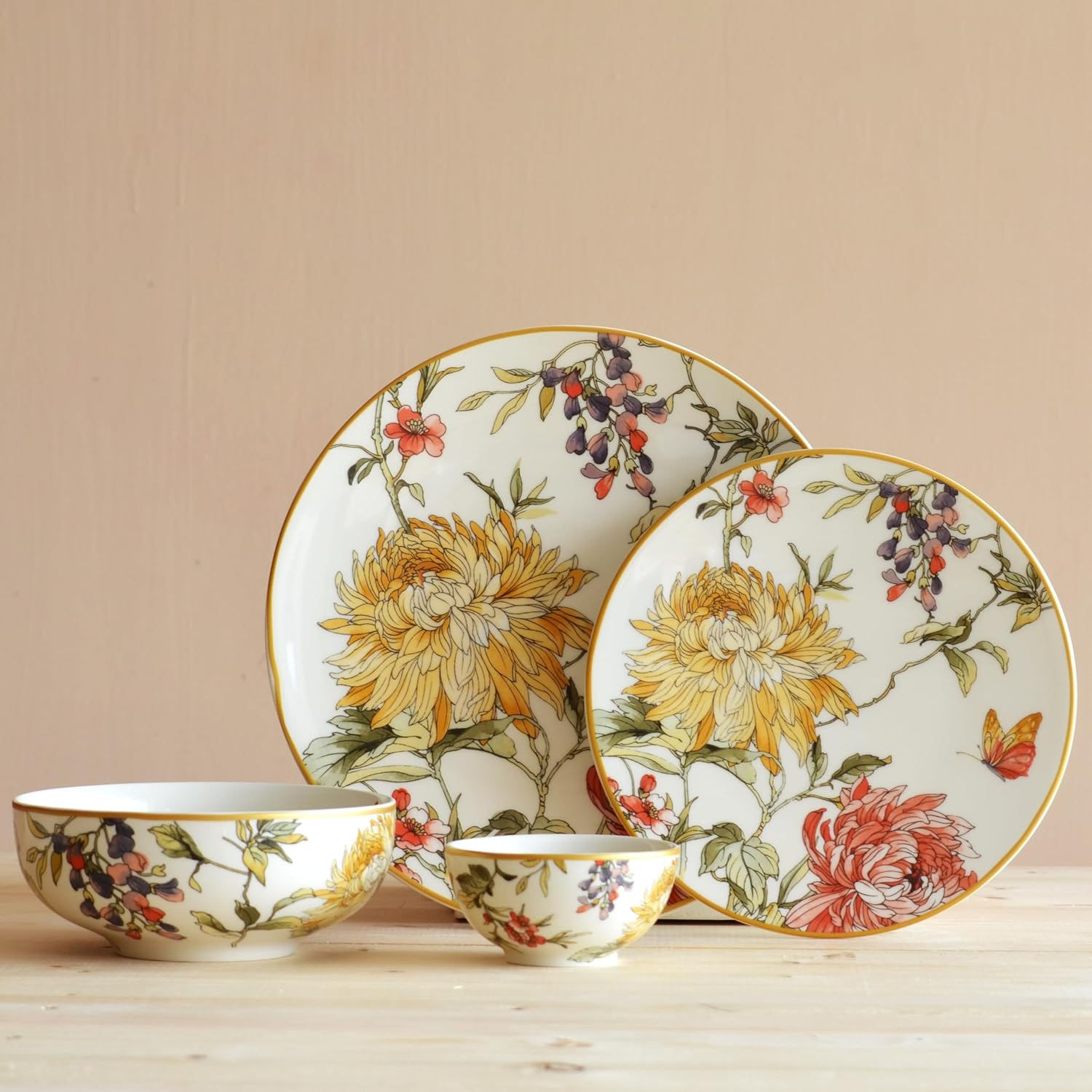 Devnow Porcelain Highland Blooming 21-Piece Dinner Set