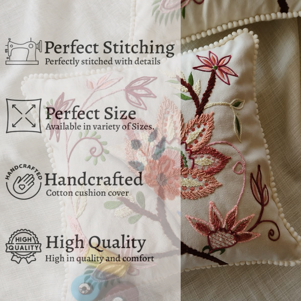 Thumbnail: Set of 2 Embroidered Cotton Cushion Covers (16x16 Inches)