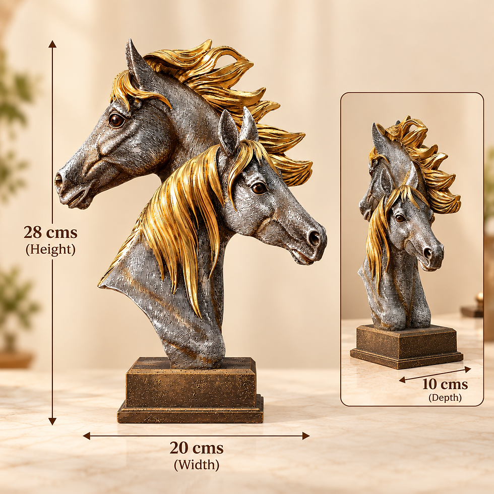 Thumbnail: Antique Silver Double Horse Head Sculpture for Home Decor