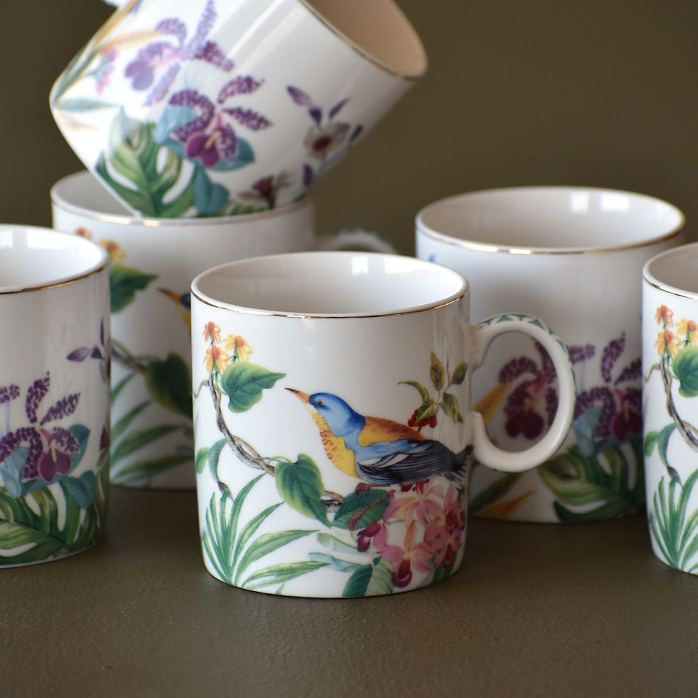 Thumbnail: Devnow Floral Handcrafted Tea Cups with Gold Banding – Set of 6
