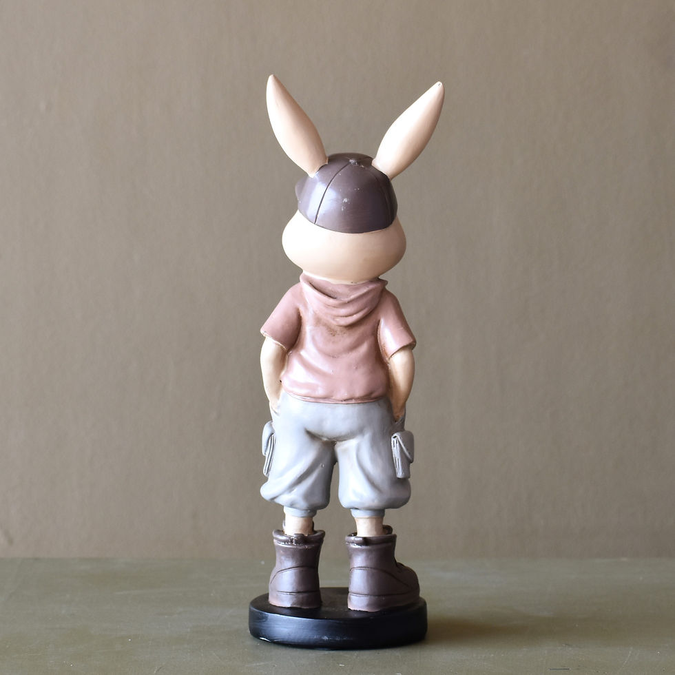 Thumbnail: Cute Bunny Boy Figurine with Cap and Boots for Home Decor