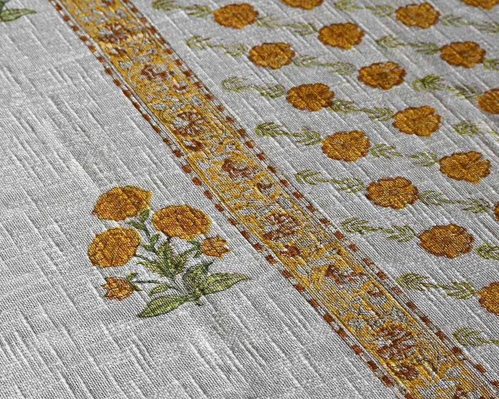 Thumbnail: Hand Block Printed Cotton Slub Bedcover Set 108x108 Inches