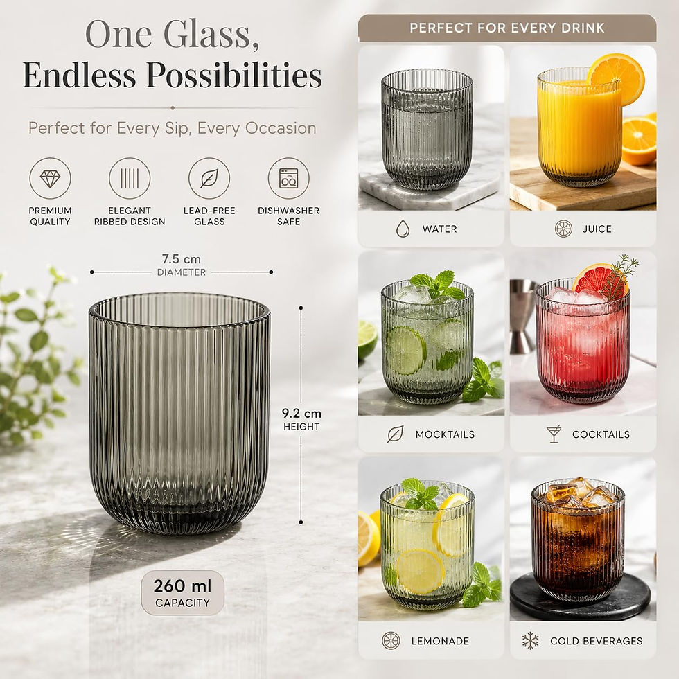 Thumbnail: Set of 6 Devnow Ribbed Solid Color Water Tumblers