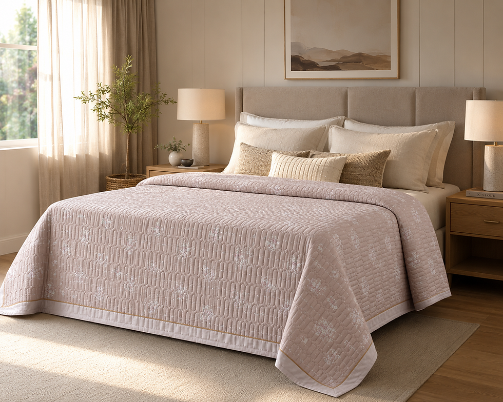 Thumbnail: Metropolis Reversible Quilted Cotton Bedcover – King Size 225x275 cm