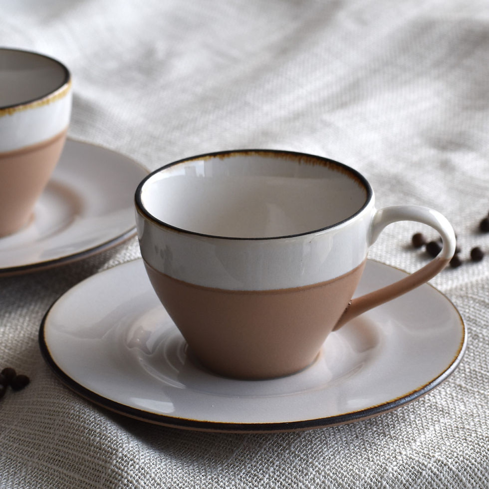 Thumbnail: Devnow Wabisabi Stoneware Cup and Saucer set of 12 pcs