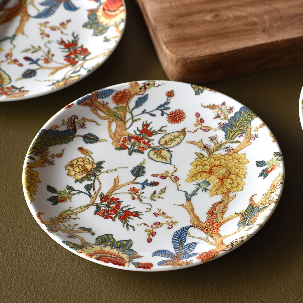 Thumbnail: Golden Queen's Ceramic Gathering Set - 2 Snack Bowls, 4 Snack Plates