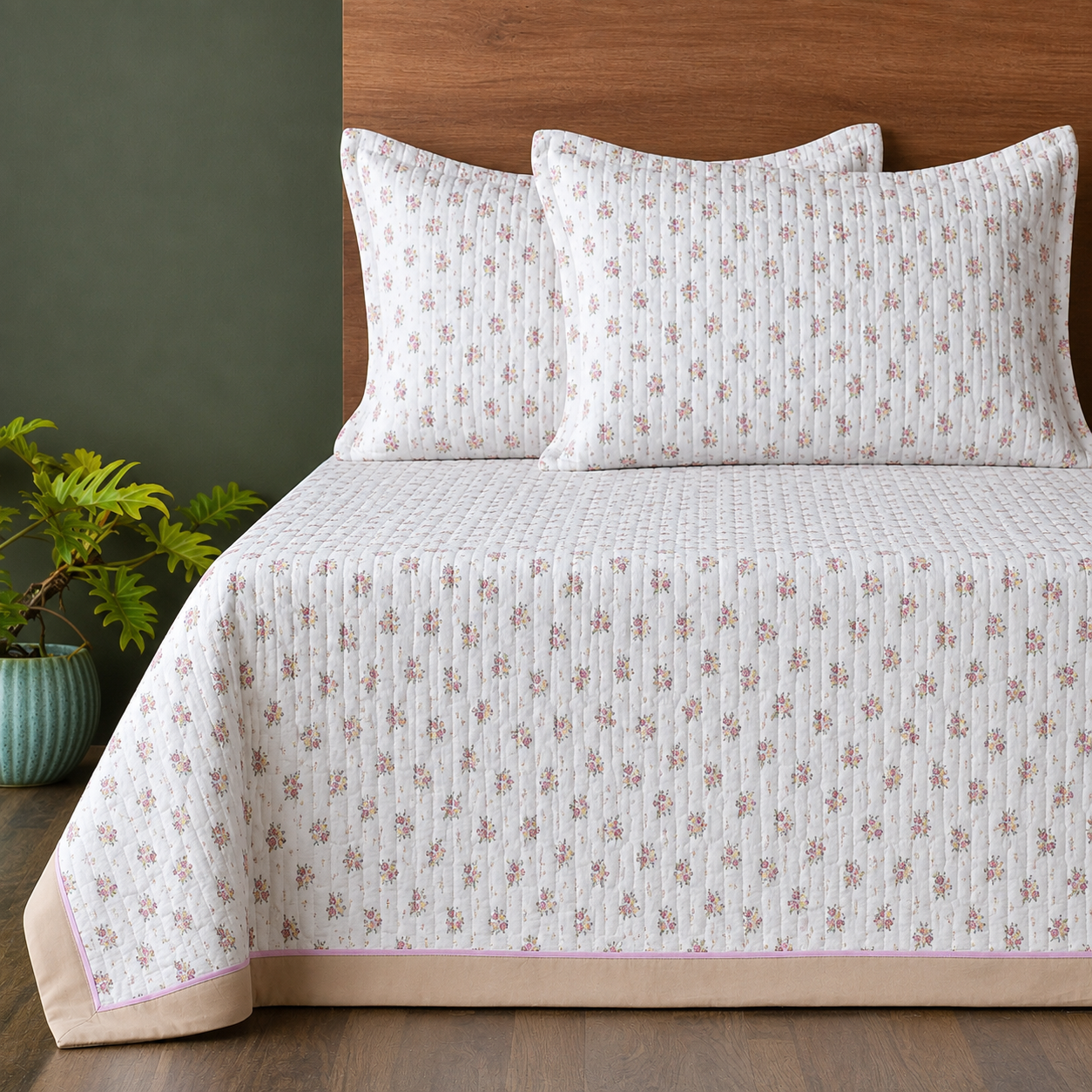 Metropolis Reversible Quilted Cotton Bedcover – King Size 225x275 cm