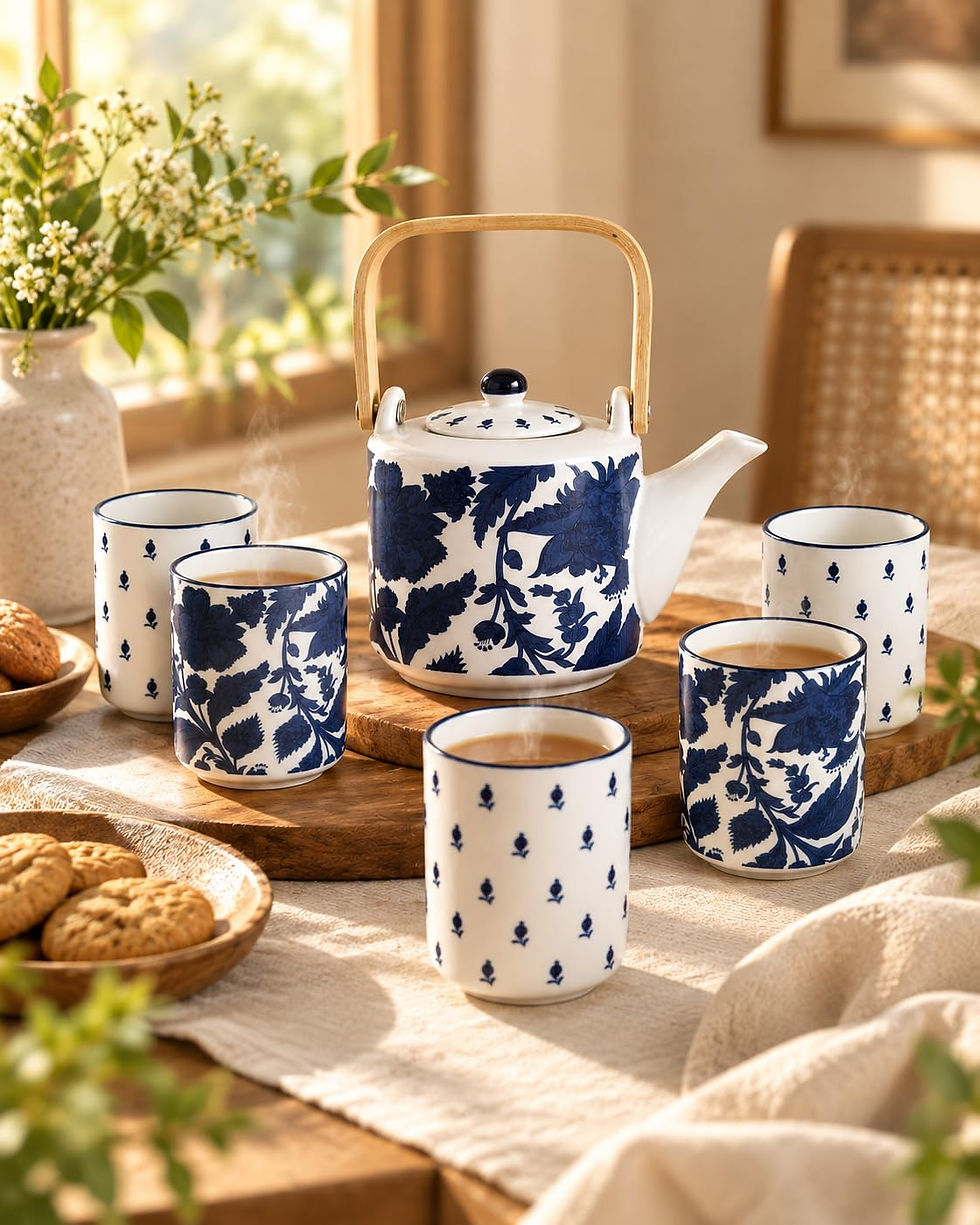 Thumbnail: Devnow 7-Piece Tea Set with 1 Teapot & 6 Tumblers