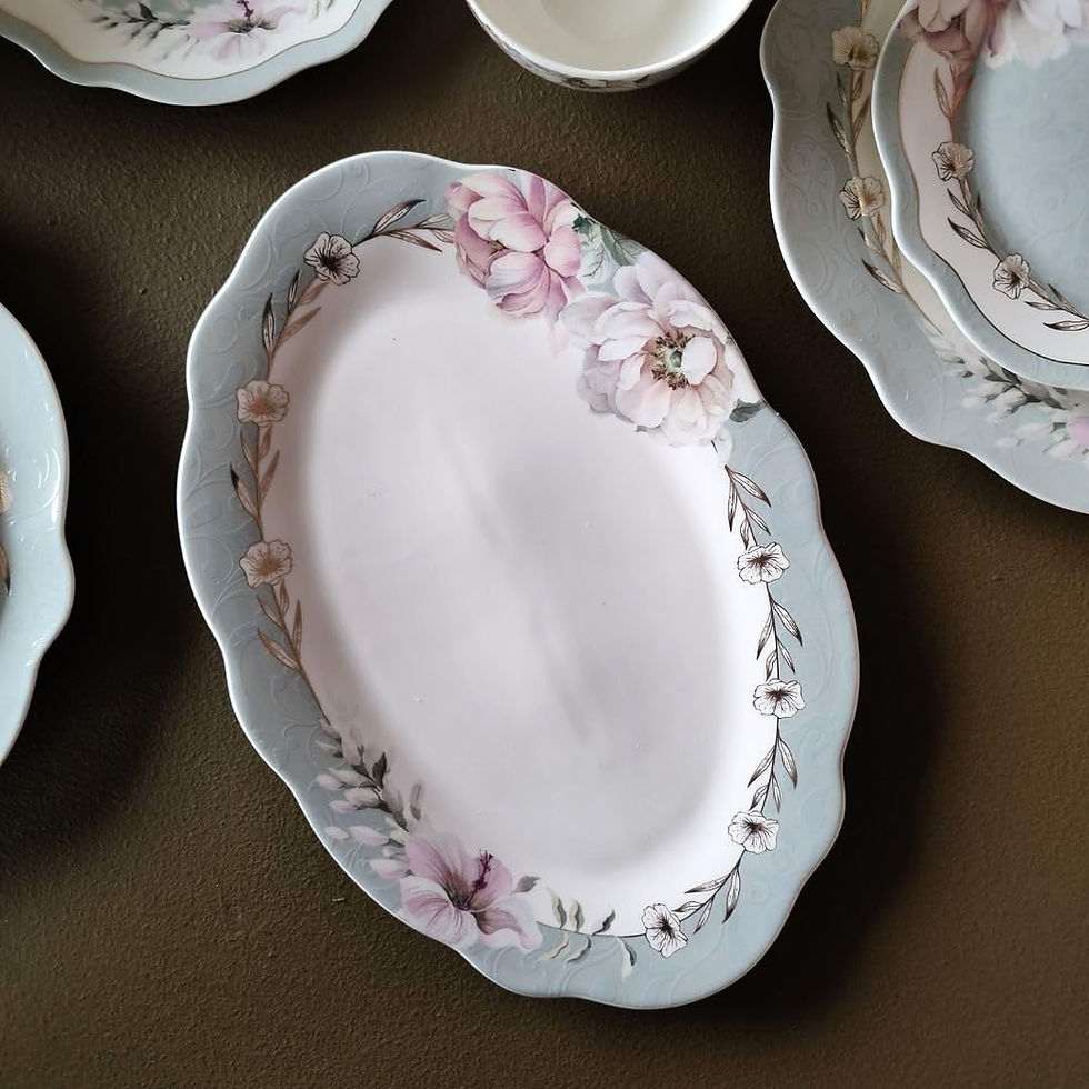Thumbnail: White Gold Porcelain 37-Piece Floral Dinner Set – Serving for 6